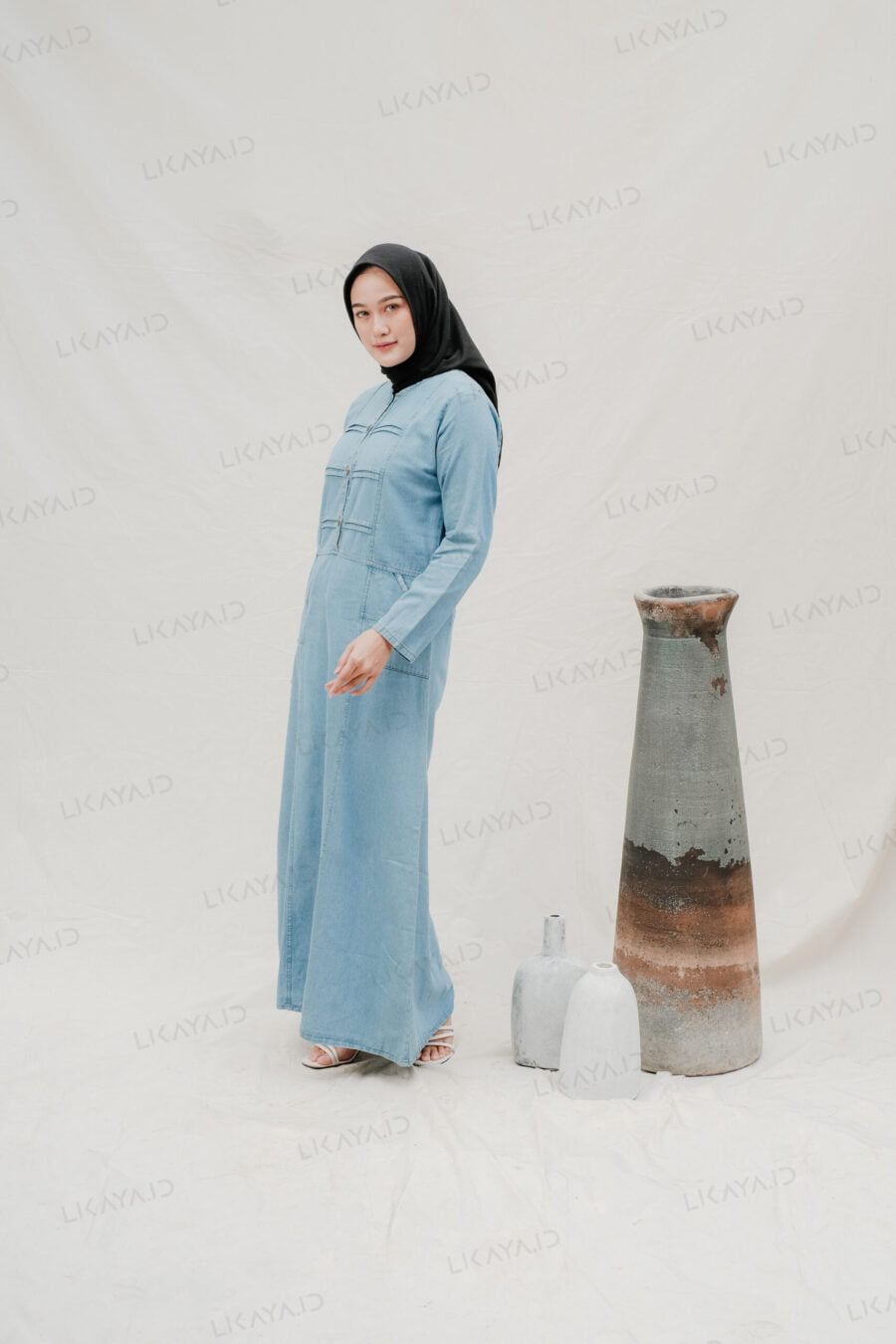 Gamis Denim Wanita - Bahan Soft Denim Premium Quality - Image 3
