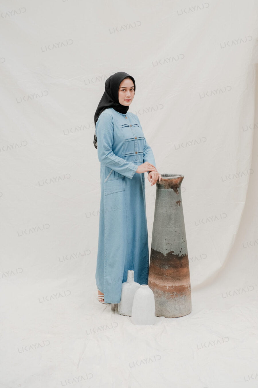 Gamis Denim Wanita - Bahan Soft Denim Premium Quality - Image 2