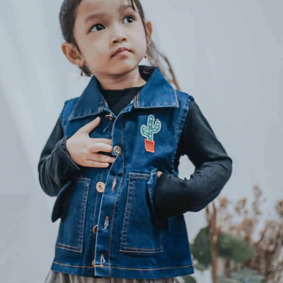 Vest Jaket Jeans Rompi Untuk Anak Laki-laki dan Perempuan - Baju Kekinian Premium Usia 3 Bulan - 6 Tahun - Image 3
