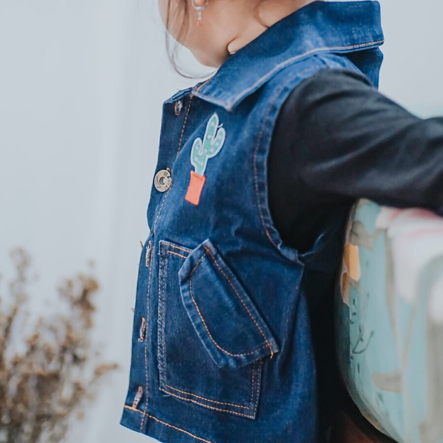 Vest Jaket Jeans Rompi Untuk Anak Laki-laki dan Perempuan - Baju Kekinian Premium Usia 3 Bulan - 6 Tahun - Image 2