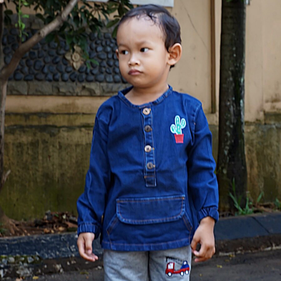 Sweater Oase - Baju Atasan Anak Lengan Panjang Bahan Denim Kekinian untuk Usia 1-4 Tahun - Image 4