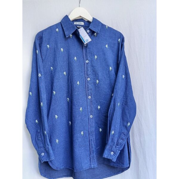 Atasan Kemeja Wanita Baju Santai Kancing Depan  Busui Kekinian Bahan Denim All Size fit L XL