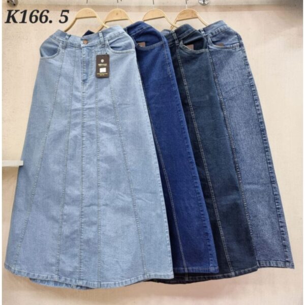 Rok Panjang Wanita Jeans Denim Katun Twill All Size Baju Santai OOTD Perempua Kekinian Anti Begah up to BB 68 kg
