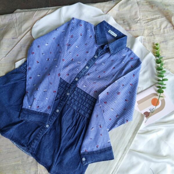 Atasan Kemeja Wanita Kancing Depan Busui Kekinian Bahan Denim All Size